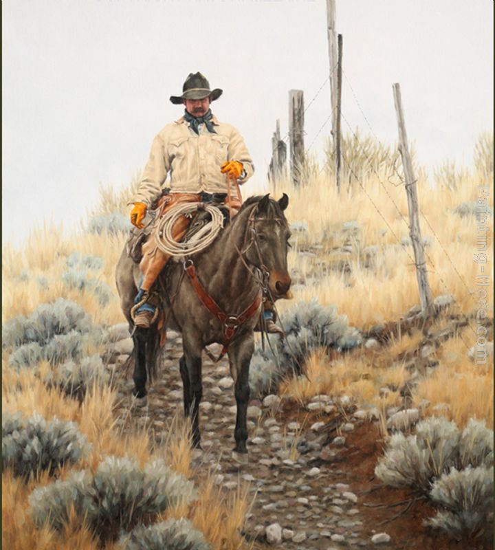 lone cowboy painting - Unknown Artist lone cowboy art painting
